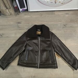 BearPaw Chocolate Brown Faux Leather Jacket